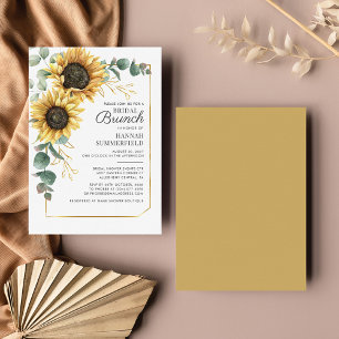 Convite Café da Manhã Nupcial com Verde e Flor de Girassol