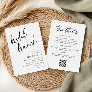 Convite Café da Manhã Nupcial Minimalista com QR Code