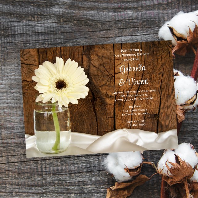 Convite Café da manhã pós-casamento no celeiro White Daisy (Criador carregado)