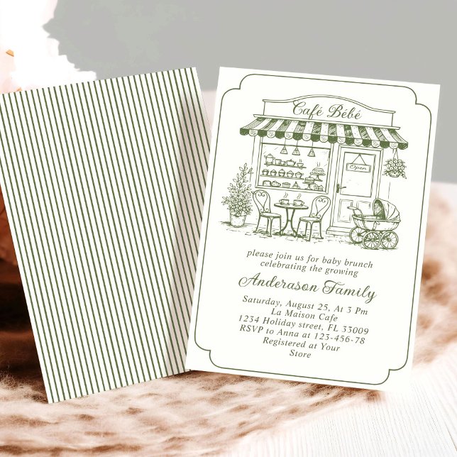 Convite Café da Moda Bebe Loja de Café Chá de Bebê Francês (Criador carregado)