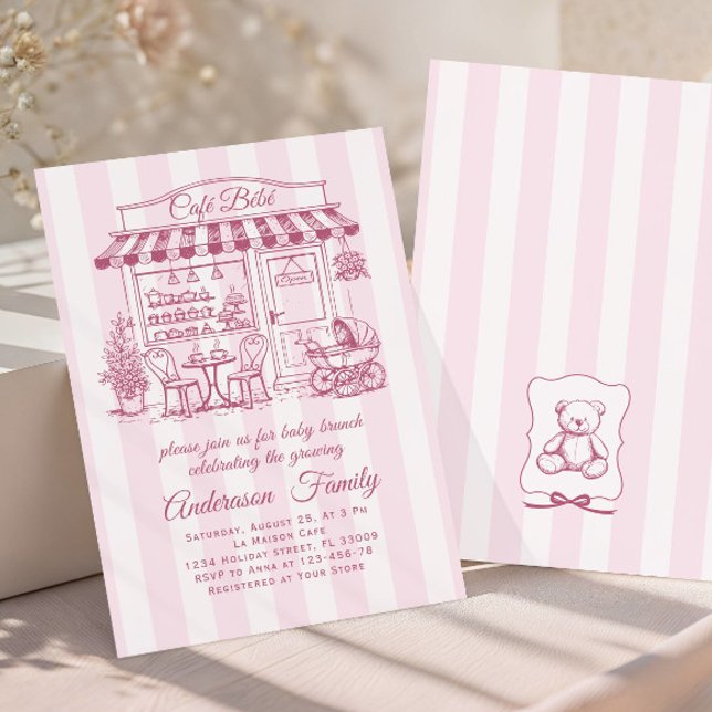Convite Café da Moda Bebe Loja de Café Chá de Bebê Francês (Criador carregado)