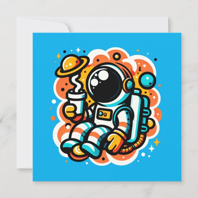 Convite Café de Bebendo astronauta - Cafeína Espacial Exte (Frente)