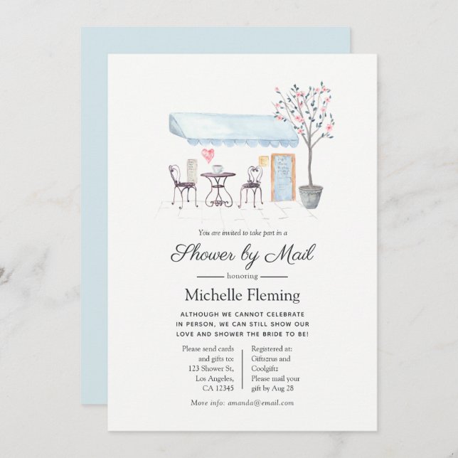 Convite Café de Paris Baby ou Chá de panela por Mail (Frente/Verso)