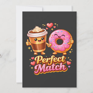 Convite Café e Donut Casal Perfeito Comida Fofa