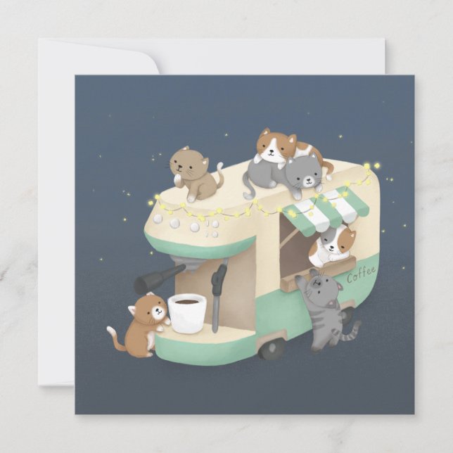 Convite Café e Kittens para Camper do Café (Frente)