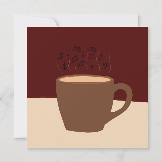 Convite Café e Música - Xícara de Café com Vapor Musical (Frente)