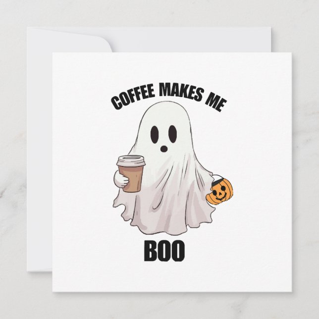 Convite Café Fantasma Halloween Engraçado  (Frente)