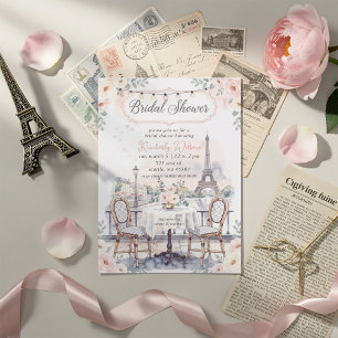 Convite Café Francês Tema Paris Torre Eiffel Chá de Noiva