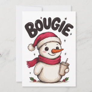Convite Café Gelado com Chapéu de Papai Noel Homem de Neve