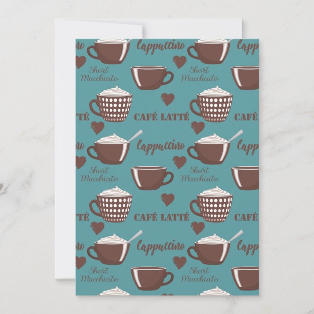 Convite Cafe Latte Cappuccino Brown Coffee Cups Cream (Frente)