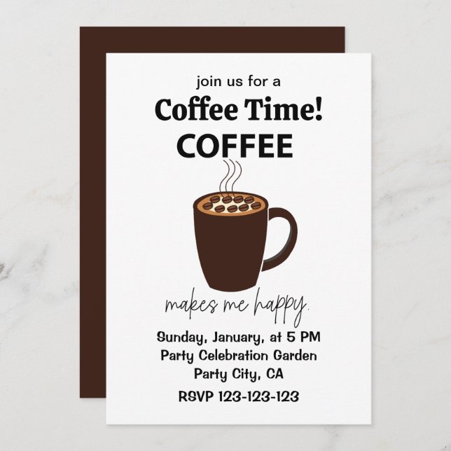 Convite Café Me Faz Feliz Café (Frente/Verso)