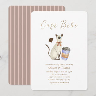 Convite Café Neutro Bébé Gato Café  Chá de Bebê