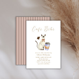 Convite Café Neutro Bébé Gato Café Chá de Bebê