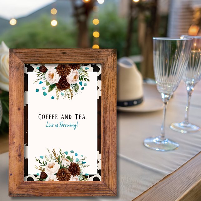 Convite Café Ocidental e Tea Love é Sinal de Criação (Western Coffee and Tea Love is Brewing Sign)