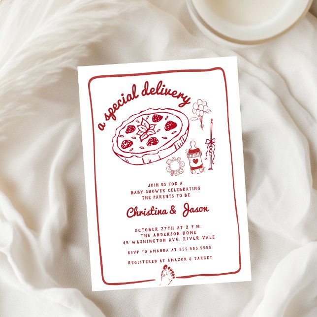 Convite café preparando chá de fraldas de rabiscos desenha (Criador carregado)