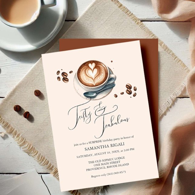 Convite Café Preso 50º Aniversário (fiftieth birthday invitations coffee theme by Victoria Grigaliunas of Do Tell A Belle)
