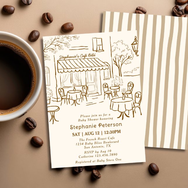 Convite Café Temático de Café Francês Chá de Bebê Bebe (Criador carregado)