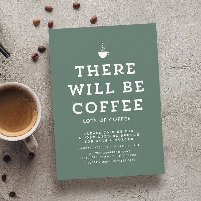 Convite Café verde simples e divertido de casamento (Criador carregado)