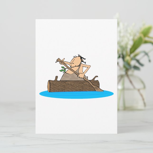 Convite Caiaque de Homem das Cavernas Rafting Homem Primit (Em pé/Frente)