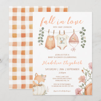 Convite Cair de Amor Roupas de Outono Baby Shower