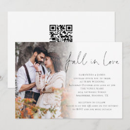 Convite Cair de Amor Script Sobreposição de Foto Código QR