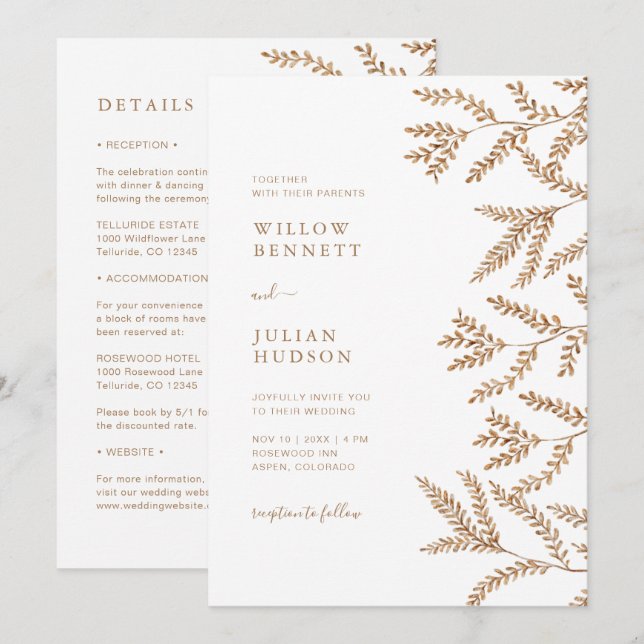 Convite Cair Deixa A Cama De Aquarela Casamento Tudo Em Um (Frente/Verso)