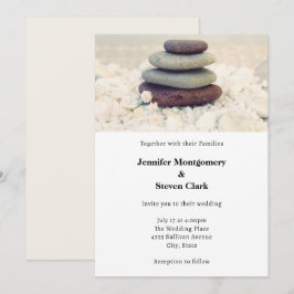 Convite Cairn Meditativo de Pedras Empilhadas Casamento