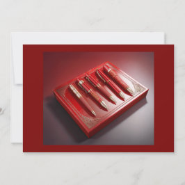 Convite Caixa De Presente E Cinco Canetas De Ponto De Cone