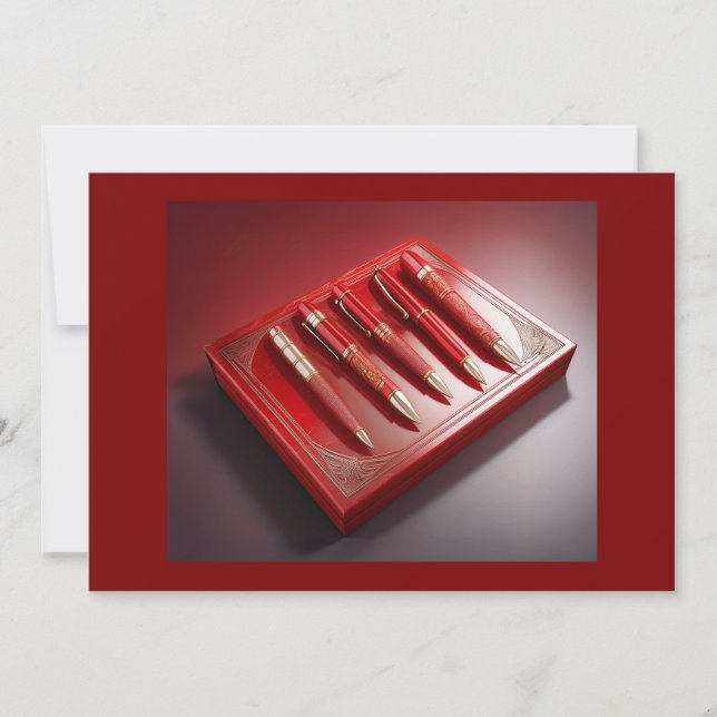 Convite Caixa De Presente E Cinco Canetas De Ponto De Cone (Frente)