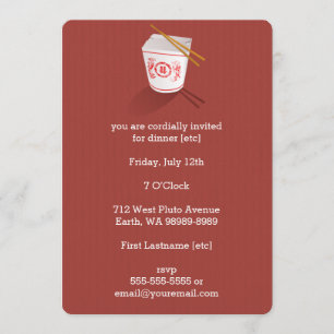 Convite Caixa de Saída do Restaurante Chinês