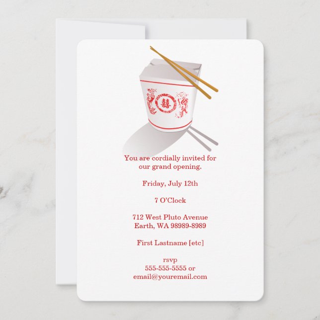 Convite Caixa de Saída do Restaurante Chinês (Frente)