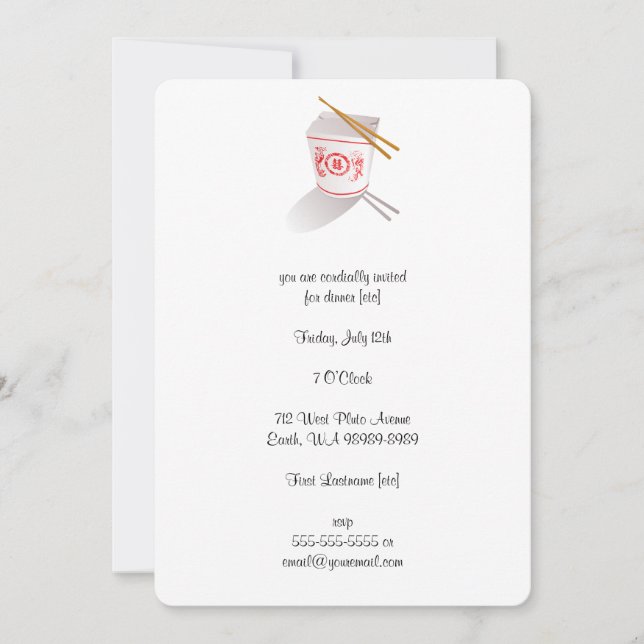 Convite Caixa de Saída do Restaurante Chinês (Frente)