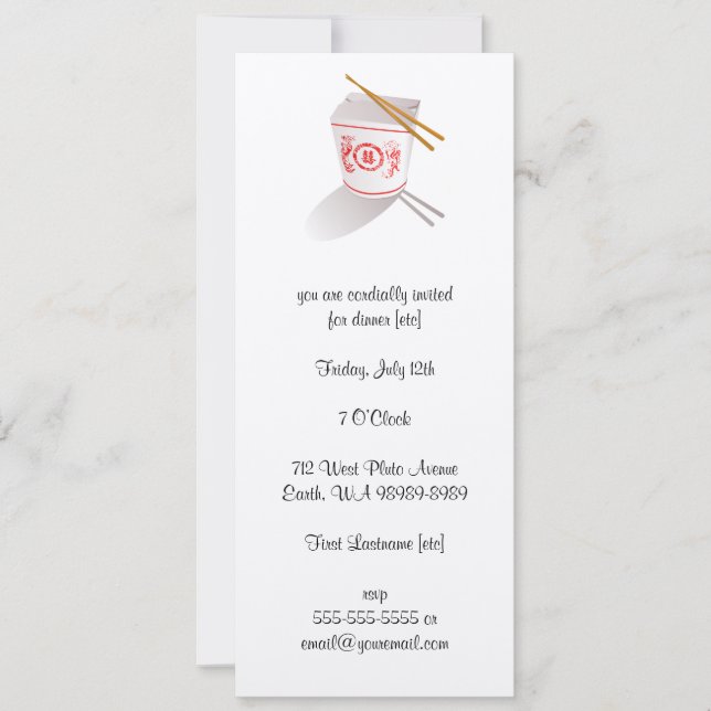 Convite Caixa de Saída do Restaurante Chinês (Frente)