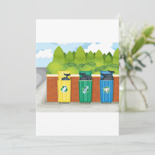 Convite Caixas de Reciclagem Separação de Resíduos por Cor