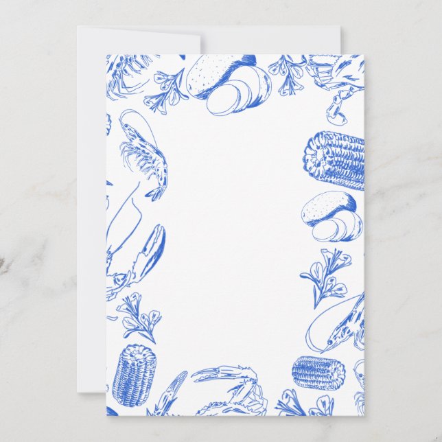 Convite Cajun Seafood Boil - Arte Comida Costeira do Sul (Frente)