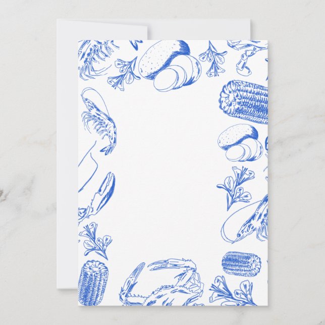 Convite Cajun Seafood Boil - Arte Comida Costeira do Sul (Frente)