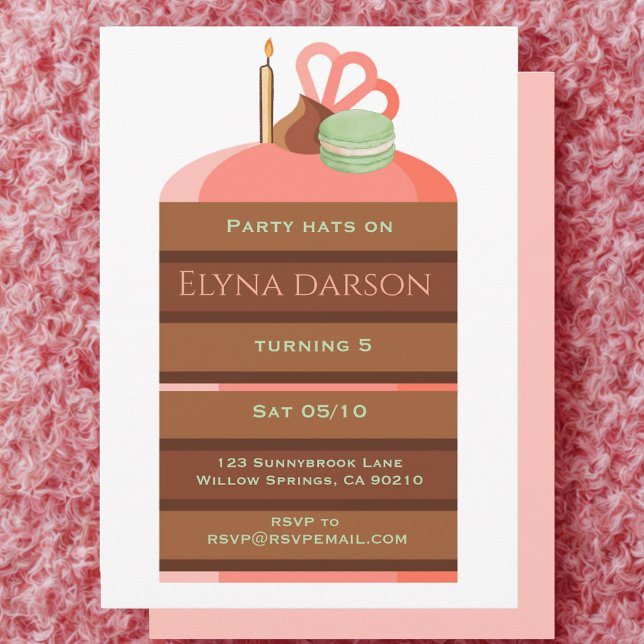 Convite Cake Birthday girl Invitation (Criador carregado)
