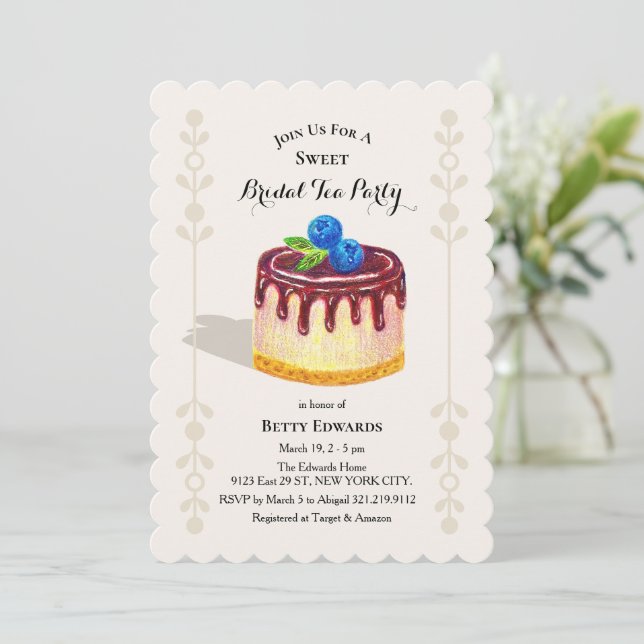 Convite Cake Dessert Sweet Personalized Bridal Shower  (Em pé/Frente)