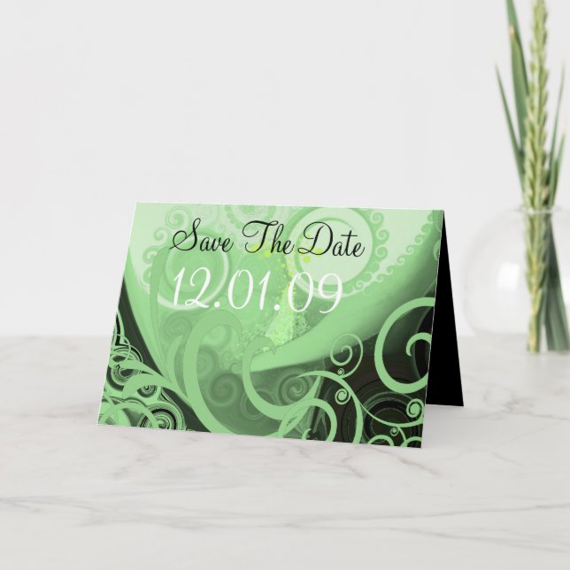 Convite Cala Lilly Green Swirls - Personalizado (Frente)