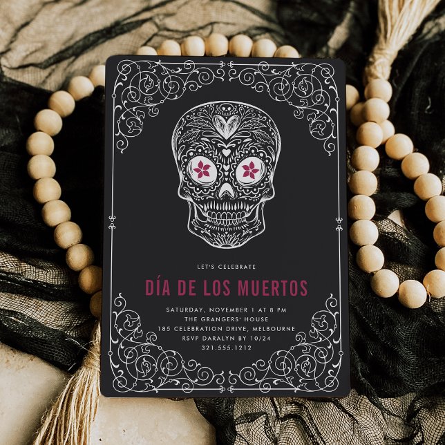 Convite Calavera Skull Dia de los Muertos Party (Criador carregado)