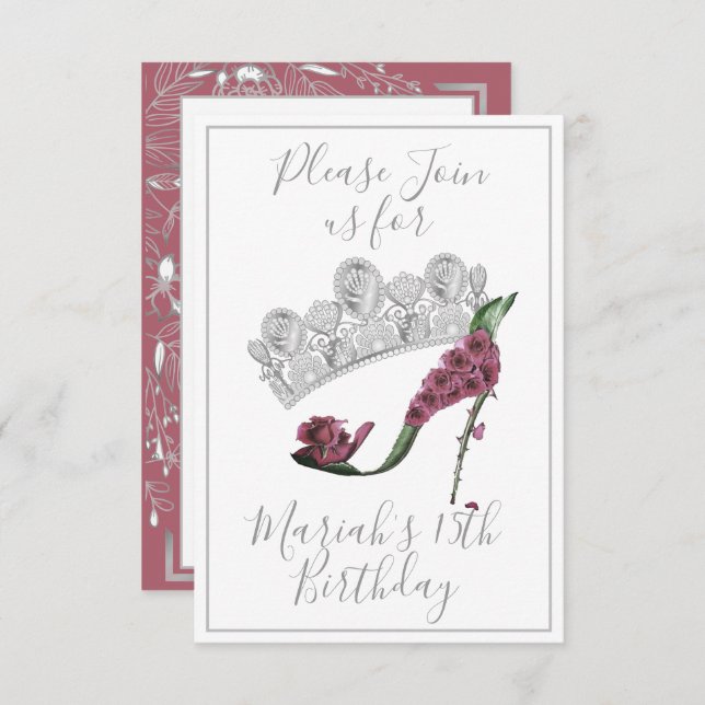 Convite Calçado de Altura Alta da Fada Floral (Frente/Verso)