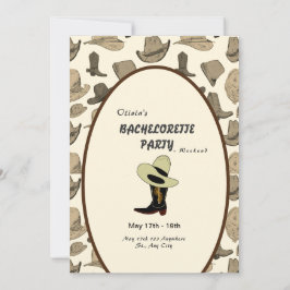 Convite Calçado de chapéu de cowboy Festa de solteira padr