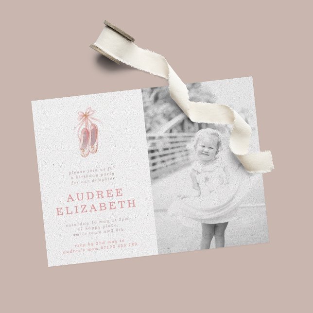 Convite Calçados cor-de-rosa Ballerina Festa de aniversári (Criador carregado)