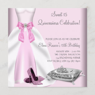 Convite Calçados cor-de-rosa de palhaço alto quinceanera