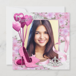 Convite Calçados cor-de-rosa Quinceanera