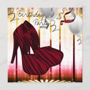 Convite Calçados de alto salto Zebra Vermelha Festa de ani