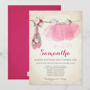 Convite Calçados de balé do baptismo da bailarina e do