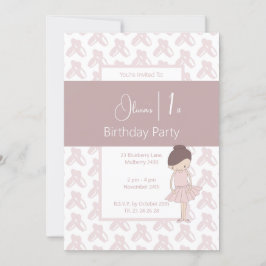 Convite calçados de Ballerina rosa ilusima primeiro aniver