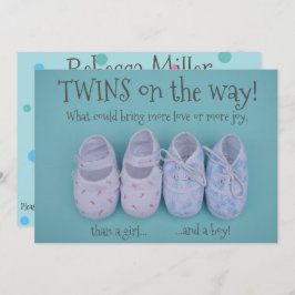 Convite Calçados de bebês, chá de fraldas de gêmeos