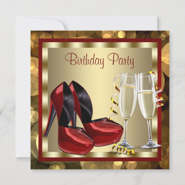 Convite Calçados de coquetéis vermelhos de alto salto Fest (Frente)